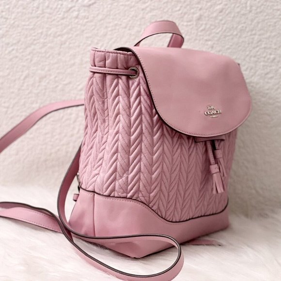 coach elle backpack bag // Leather VSP Consignment Brown And White Tones Offer A Sophisticated Look Leather Backpack Elle Backpack In